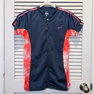 Nike Zipper Jacket Size Ruched Shoulders Blue Pink Womens LG Activewear Athletic